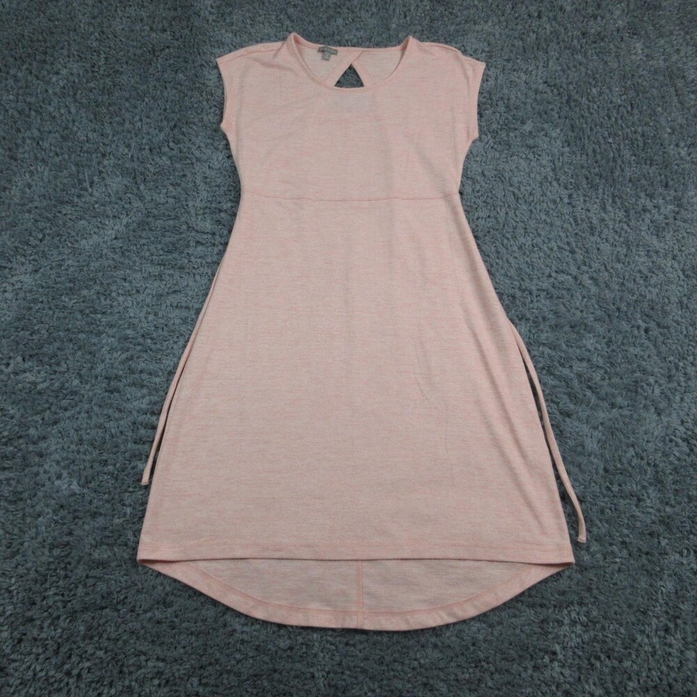 T by Talbots Dress Womens Medium Pink Tie Waist Cap Sleeve Keyhole Back Jersey